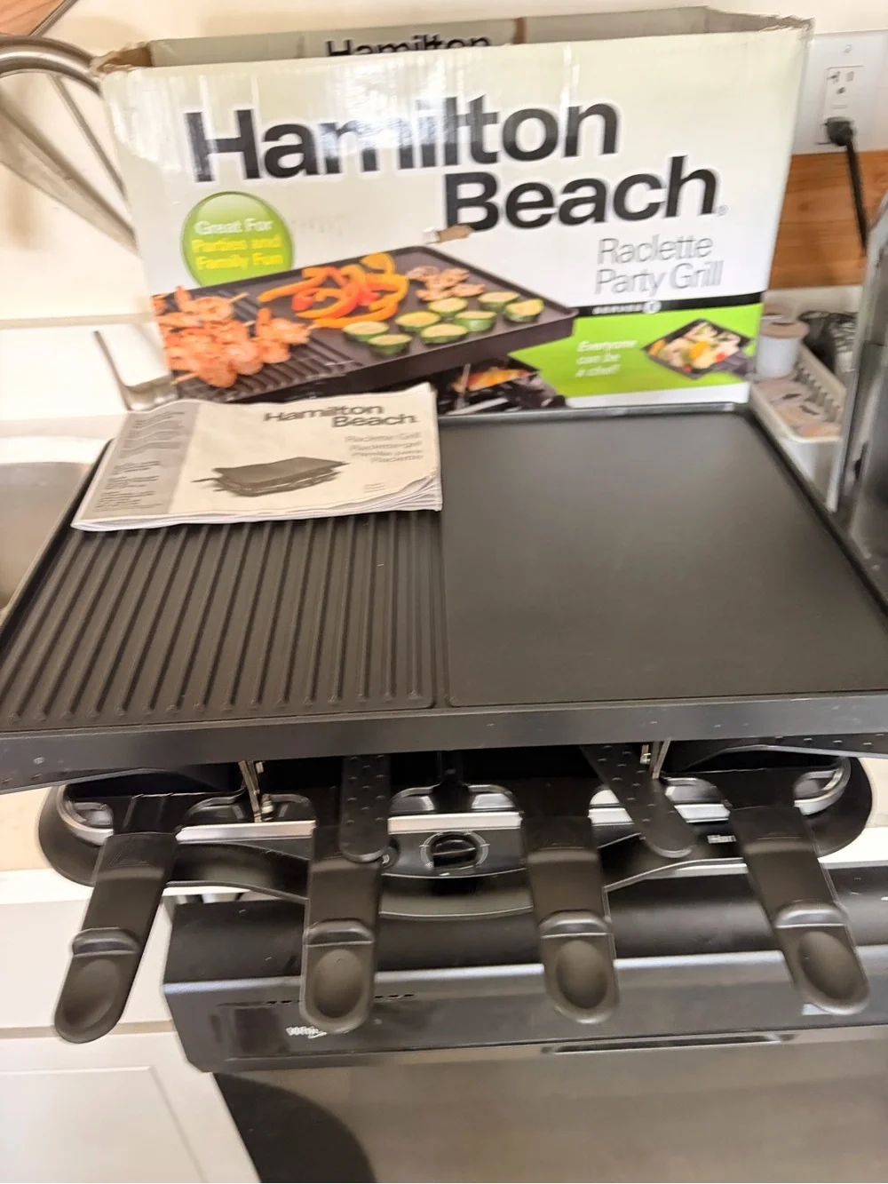 Hamilton Beach Raclette Party Grill Electric 1200W Nonstick Grill/Griddle EUC